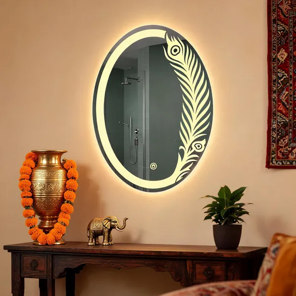 Mdf_Acrylic_Modern_Oval_LED_Wall_Mounted_Mirror