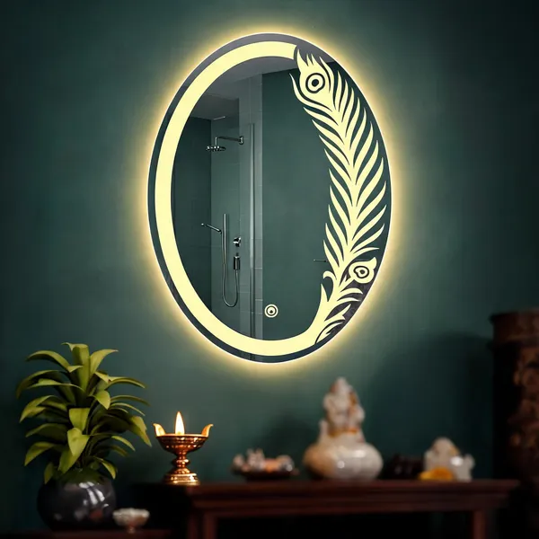 Mdf_Acrylic_Modern_Oval_LED_Wall_Mounted_Mirror