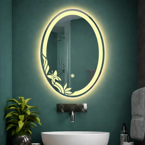 Mdf_Acrylic_Modern_Oval_LED_Wall_Mounted_Mirror