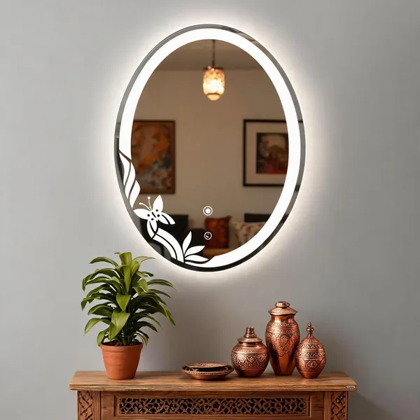 Mdf_Acrylic_Modern_Oval_LED_Wall_Mounted_Mirror