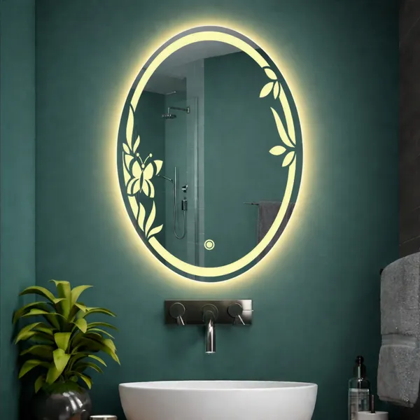 Mdf_Acrylic_Modern_Oval_LED_Wall_Mounted_Mirror