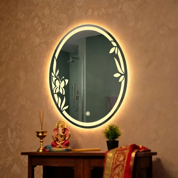 Mdf_Acrylic_Modern_Oval_LED_Wall_Mounted_Mirror