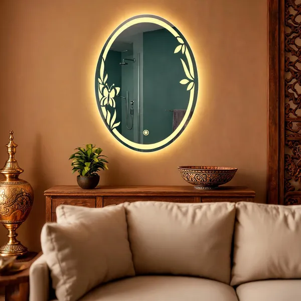 Mdf_Acrylic_Modern_Oval_LED_Wall_Mounted_Mirror