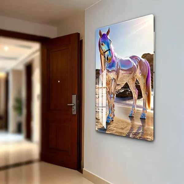 Mdf_Acrylic_Modern_Golden_Horse_Wall_Mounted_Photo_Frame