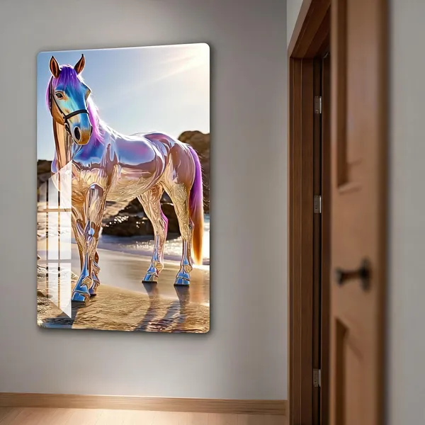 Mdf_Acrylic_Modern_Golden_Horse_Wall_Mounted_Photo_Frame