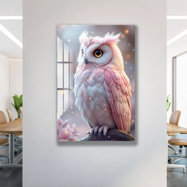 Mdf_Acrylic_Modern_Pink_Owl_Wall_Mounted_Photo_Frame