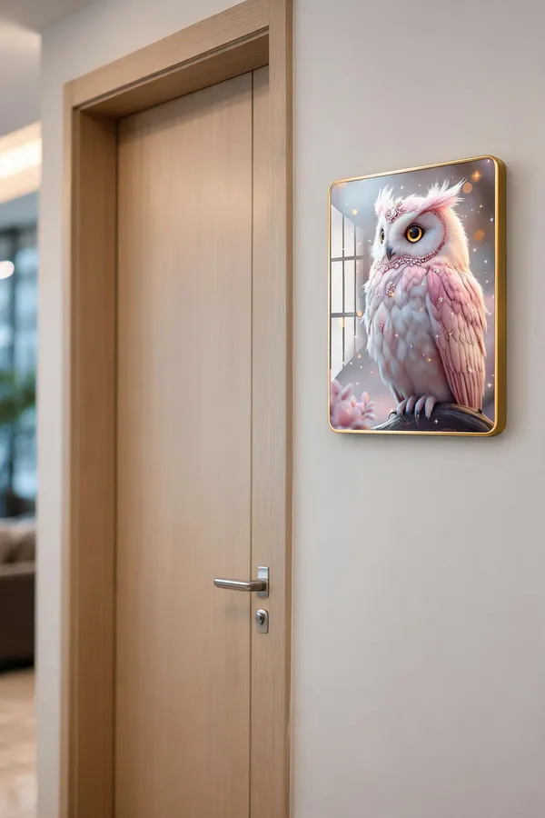 Mdf_Acrylic_Modern_Pink_Owl_Wall_Mounted_Photo_Frame