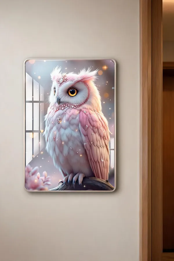 Mdf_Acrylic_Modern_Pink_Owl_Wall_Mounted_Photo_Frame