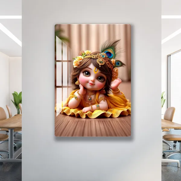 Mdf_Acrylic_Devotional_Cute_Krishna_Wall_Mounted_Photo_Frame