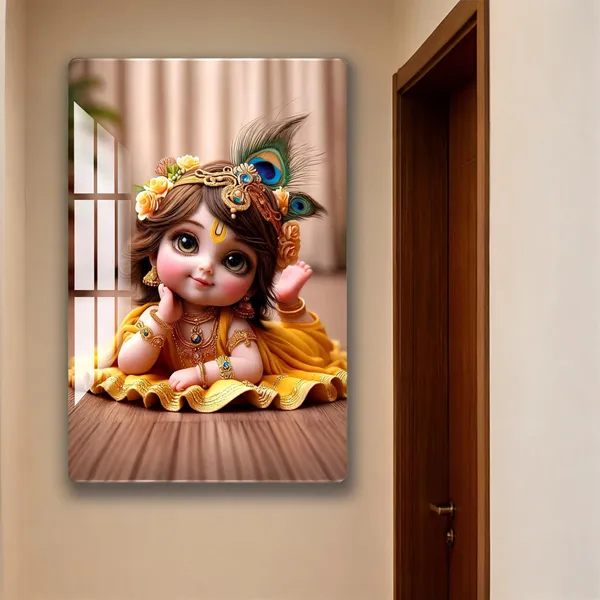 Mdf_Acrylic_Devotional_Cute_Krishna_Wall_Mounted_Photo_Frame