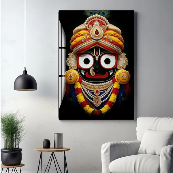 Mdf_Acrylic_Religious_Jagannath_Ji_Black_Background_Wall_Mounted_Frame