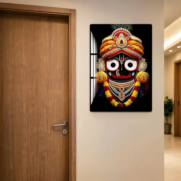 Mdf_Acrylic_Religious_Jagannath_Ji_Black_Background_Wall_Mounted_Frame