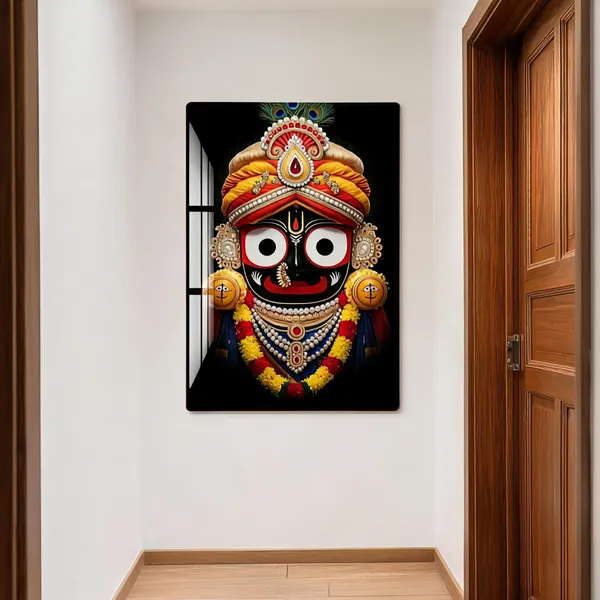 Mdf_Acrylic_Religious_Jagannath_Ji_Black_Background_Wall_Mounted_Frame