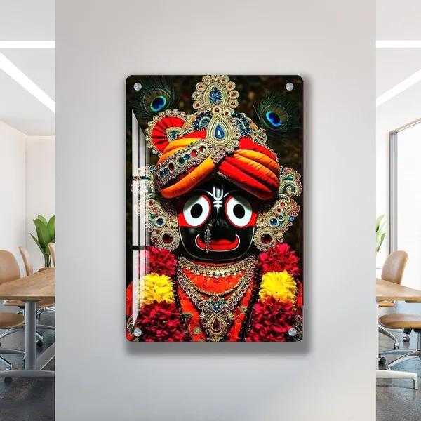 Mdf_Acrylic_Religious_Jagannath_Ji_Black_Background_Wall_Mounted_Frame