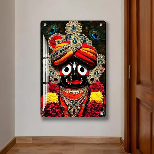 Mdf_Acrylic_Religious_Jagannath_Ji_Black_Background_Wall_Mounted_Frame