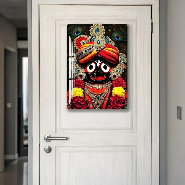 Mdf_Acrylic_Religious_Jagannath_Ji_Black_Background_Wall_Mounted_Frame