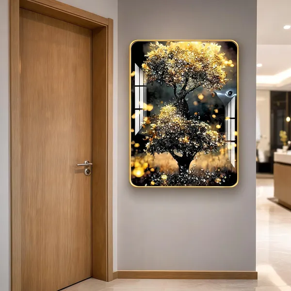 Mdf_Acrylic_Decorative_Twinkling_Tree_Golden_Edge_Wall_Mounted_Frame