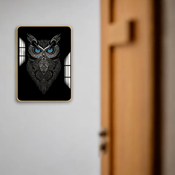 Mdf_Acrylic_Decorative_Wise_Owl_Golden_Edge_Wall_Mounted_Frame