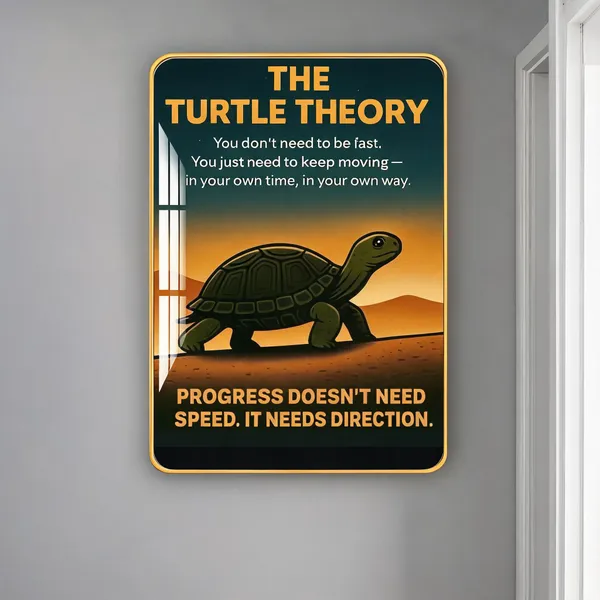 Mdf_Acrylic_Decorative_Turtle_Golden_Edge_Wall_Mounted_Frame