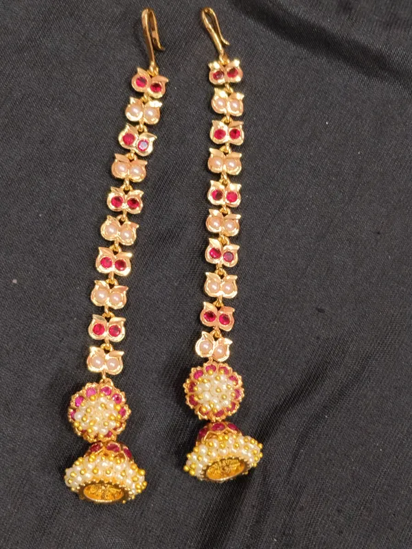 Gold_Panchaloha_Pearl_Ruby_Jhumka_Earrings_For_Women