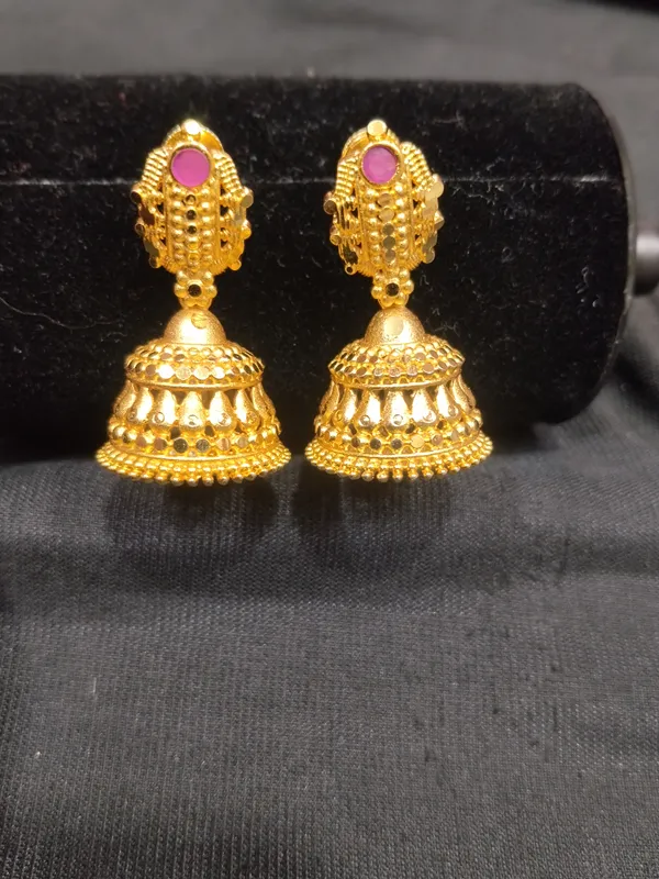 Gold_Panchaloha_Pink_Stone_Traditional_Jhumka_Earrings_For_Women