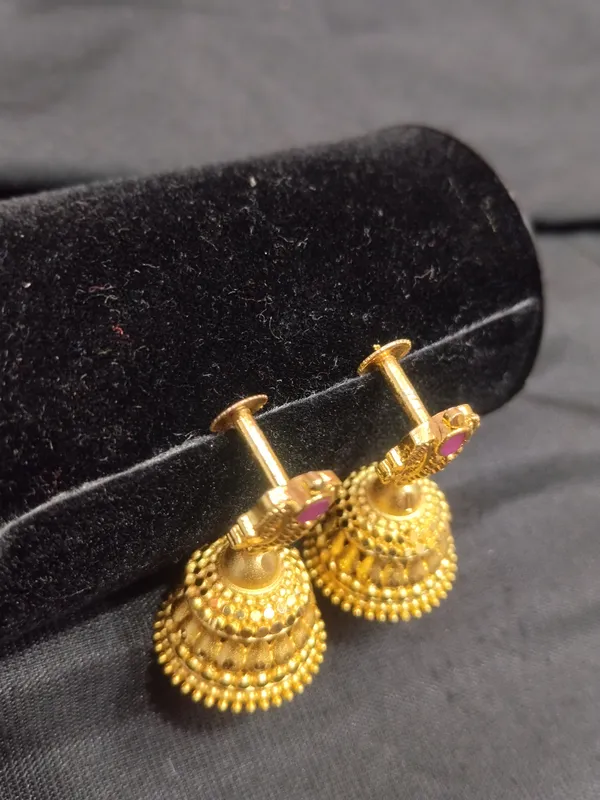 Gold_Panchaloha_Pink_Stone_Traditional_Jhumka_Earrings_For_Women