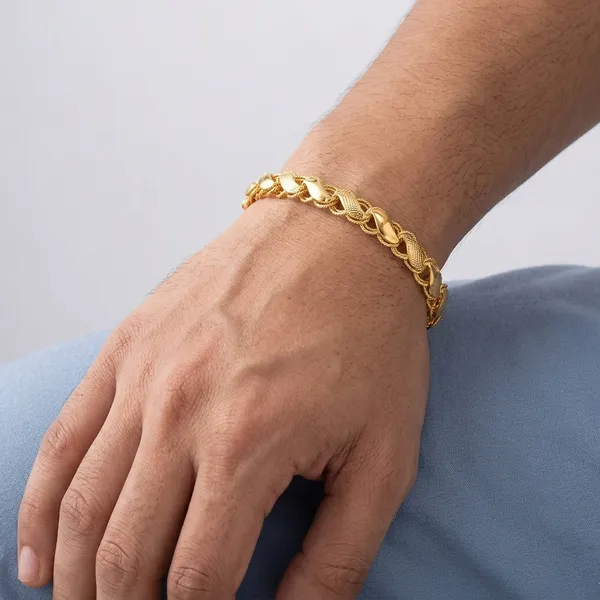Gold_Panchaloha_Braided_Chain_Bracelet_For_Men