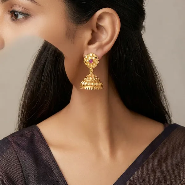 Gold_Panchaloha_Pink_Stone_Floral_Jhumka_Earrings_For_Women