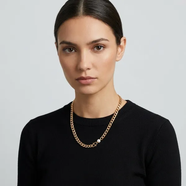 Gold_Panchaloha_Pearl_Accent_Curb_Chain_Necklace_For_Unisex