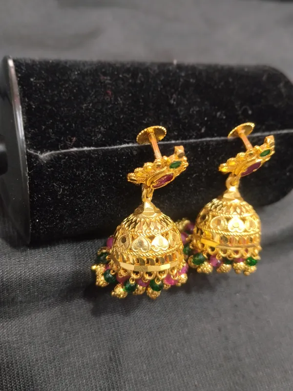 Gold_Panchaloha_Multicolor_Stone_Jhumka_Earrings_For_Women