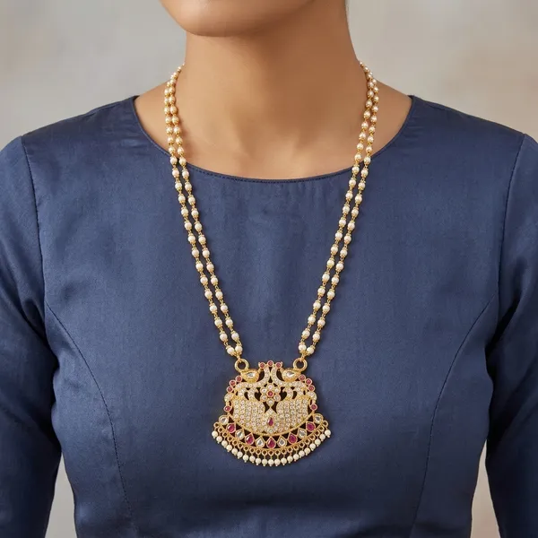 Gold_Panchaloha_Temple_Design_Pendant_Necklace_For_Women
