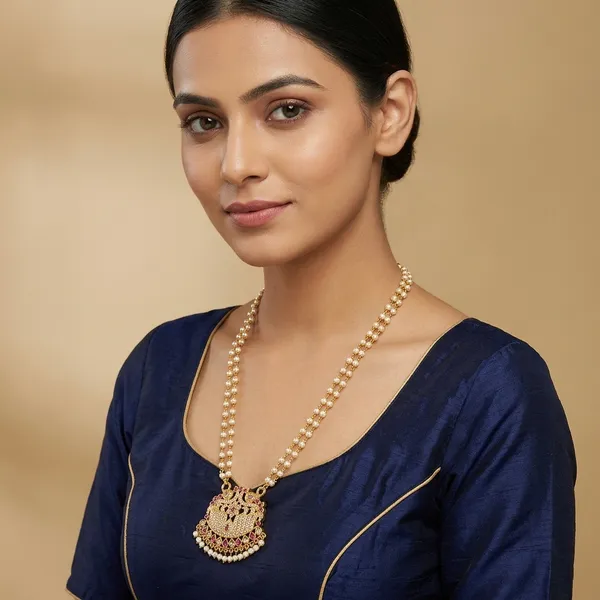 Gold_Panchaloha_Temple_Design_Pendant_Necklace_For_Women