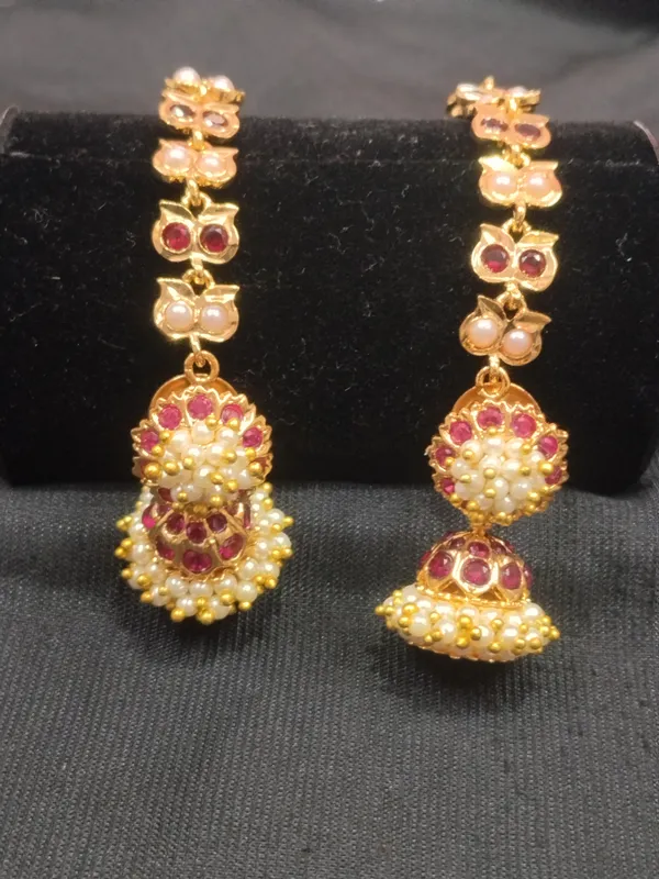 Gold_Panchaloha_Pearl_Ruby_Jhumka_Earrings_For_Women