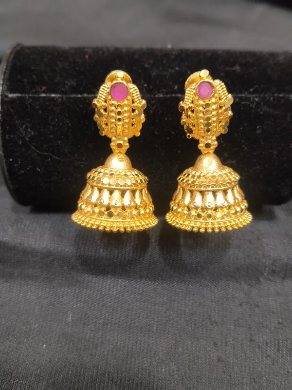 Gold_Panchaloha_Pink_Stone_Traditional_Jhumka_Earrings_For_Women