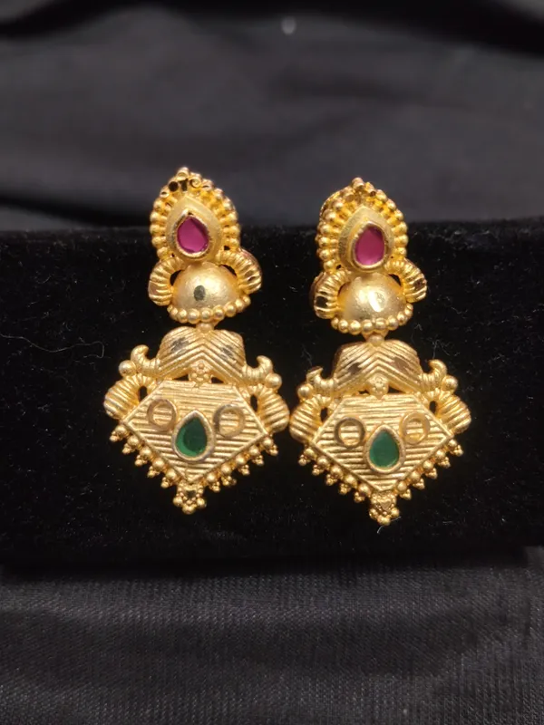 Gold_Panchaloha_Ruby_Emerald_Tiered_Dangle_Earrings_For_Women