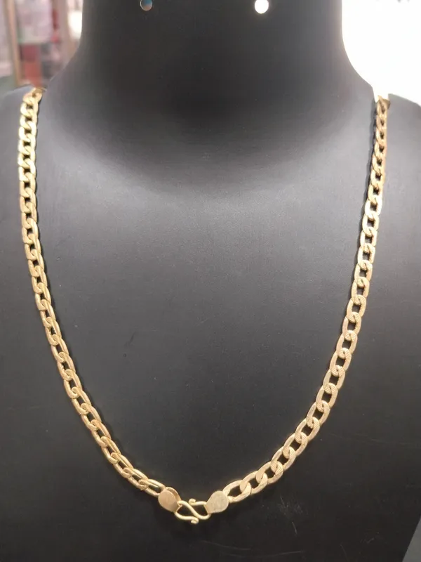 Gold_Panchaloha_Pearl_Accent_Curb_Chain_Necklace_For_Unisex