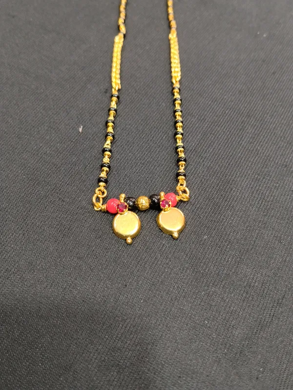 Gold_Panchaloha_Black_Beaded_Pink_Stone_Mangalsutra_For_Women