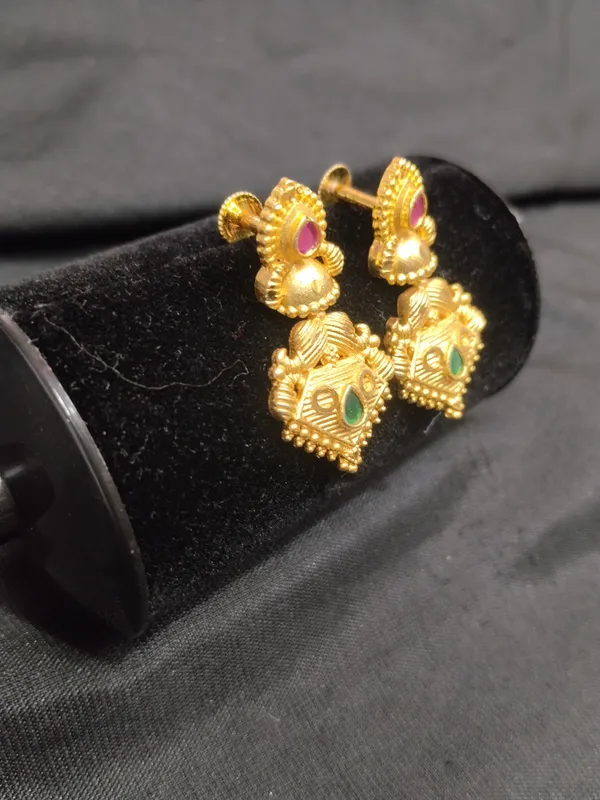 Gold_Panchaloha_Ruby_Emerald_Tiered_Dangle_Earrings_For_Women