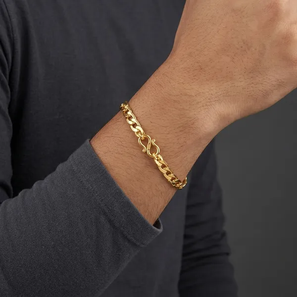 Gold_Panchaloha_Flat_Link_Chain_Bracelet_For_Men