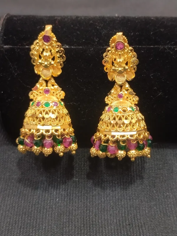 Gold_Panchaloha_Ruby_Emerald_Filigree_Jhumka_Earrings_For_Women