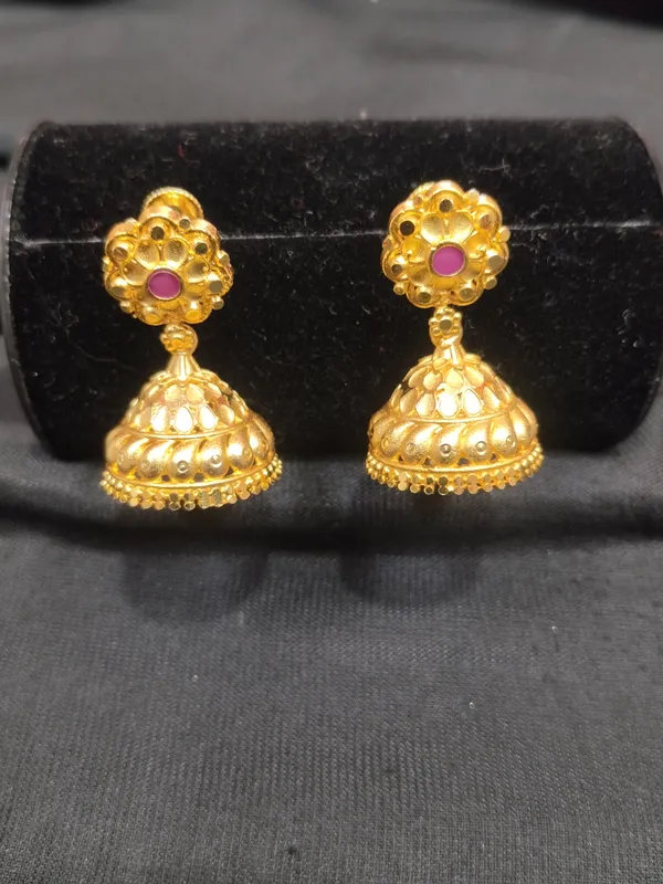 Gold_Panchaloha_Pink_Stone_Floral_Jhumka_Earrings_For_Women