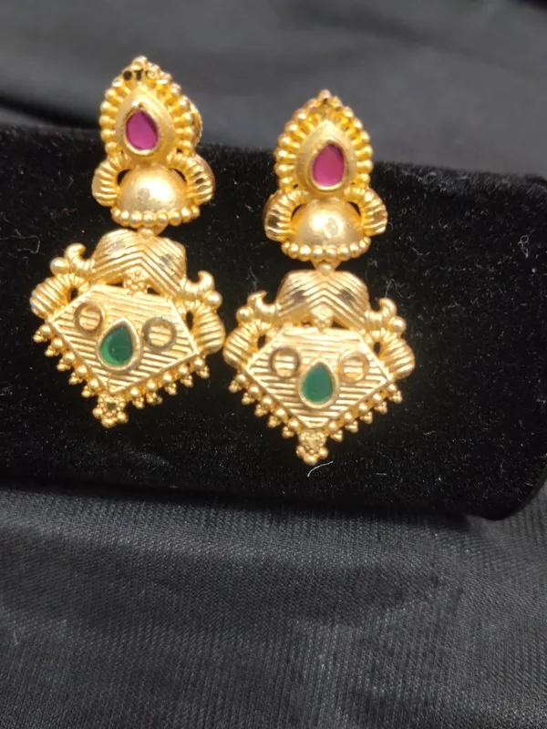 Gold_Panchaloha_Ruby_Emerald_Tiered_Dangle_Earrings_For_Women
