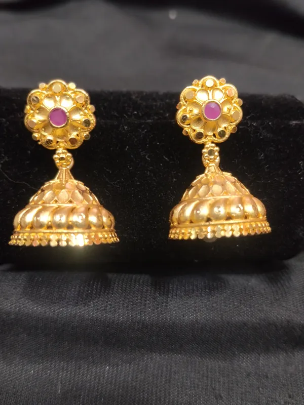 Gold_Panchaloha_Pink_Stone_Floral_Jhumka_Earrings_For_Women