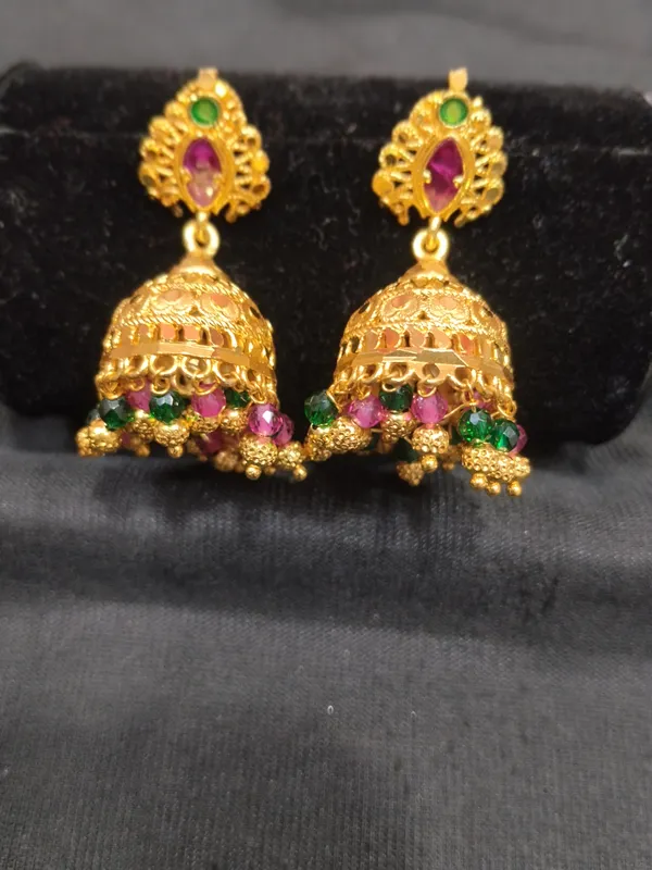 Gold_Panchaloha_Multicolor_Stone_Jhumka_Earrings_For_Women