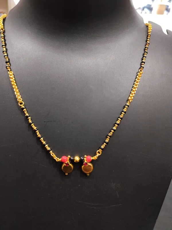Gold_Panchaloha_Black_Beaded_Pink_Stone_Mangalsutra_For_Women