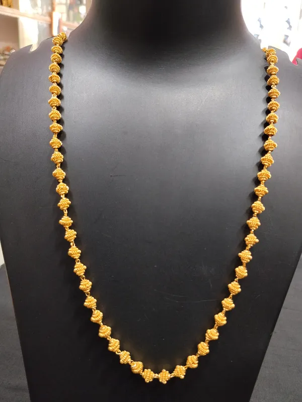 Gold_Panchaloha_Textured_Beaded_Chain_Necklace_For_Unisex