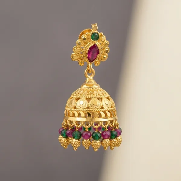 Gold_Panchaloha_Multicolor_Stone_Jhumka_Earrings_For_Women