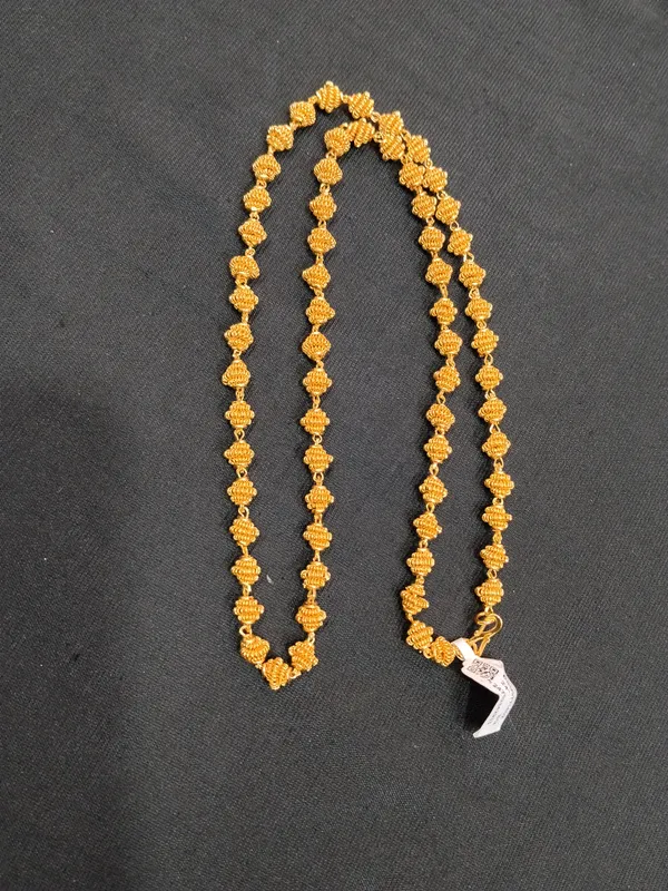 Gold_Panchaloha_Textured_Beaded_Chain_Necklace_For_Unisex