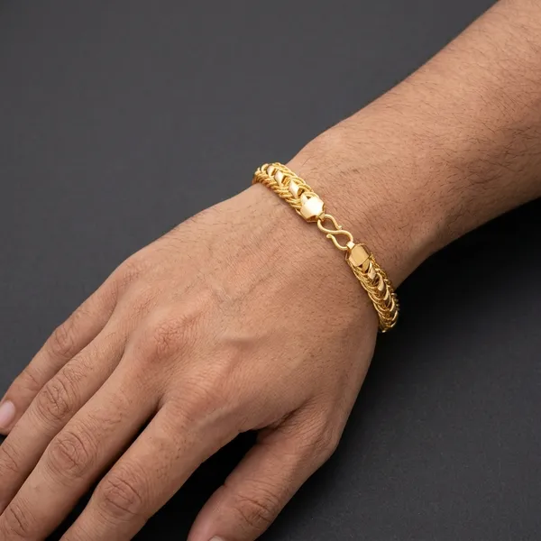 Gold_Panchaloha_Wheat_Chain_Bracelet_For_Men