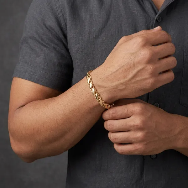 Gold_Panchaloha_Textured_Chain_Bracelet_For_Men